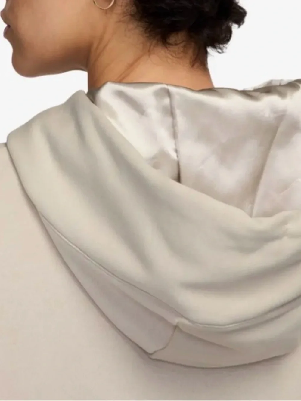 Nike Oversized Cropped Pullover Hoodie in Light Beige
